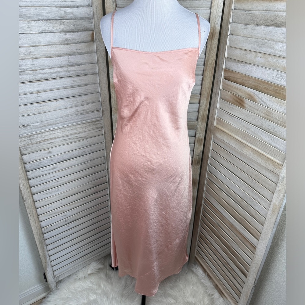 NWT Aritzia Wilfred Only Square Bias Hemline Petal Rose Pink Slip Dress Small